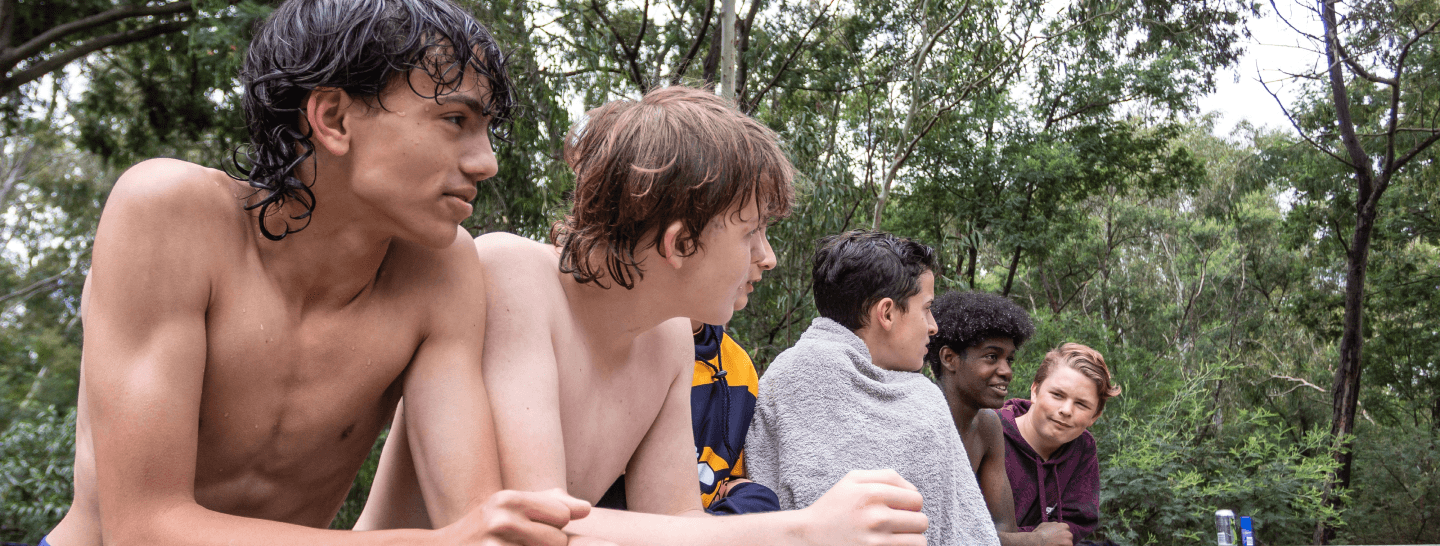 Young Boys Sitting After Swimming